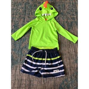 Cat and Jack size 12m  swim rash guard andshorts set dino dinoasur